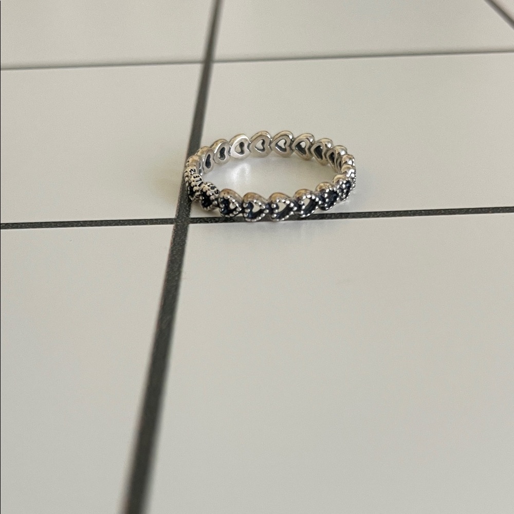 Pandora Silver Heart Band Ring